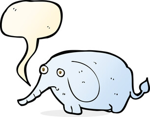 cartoon sad little elephant with speech bubble
