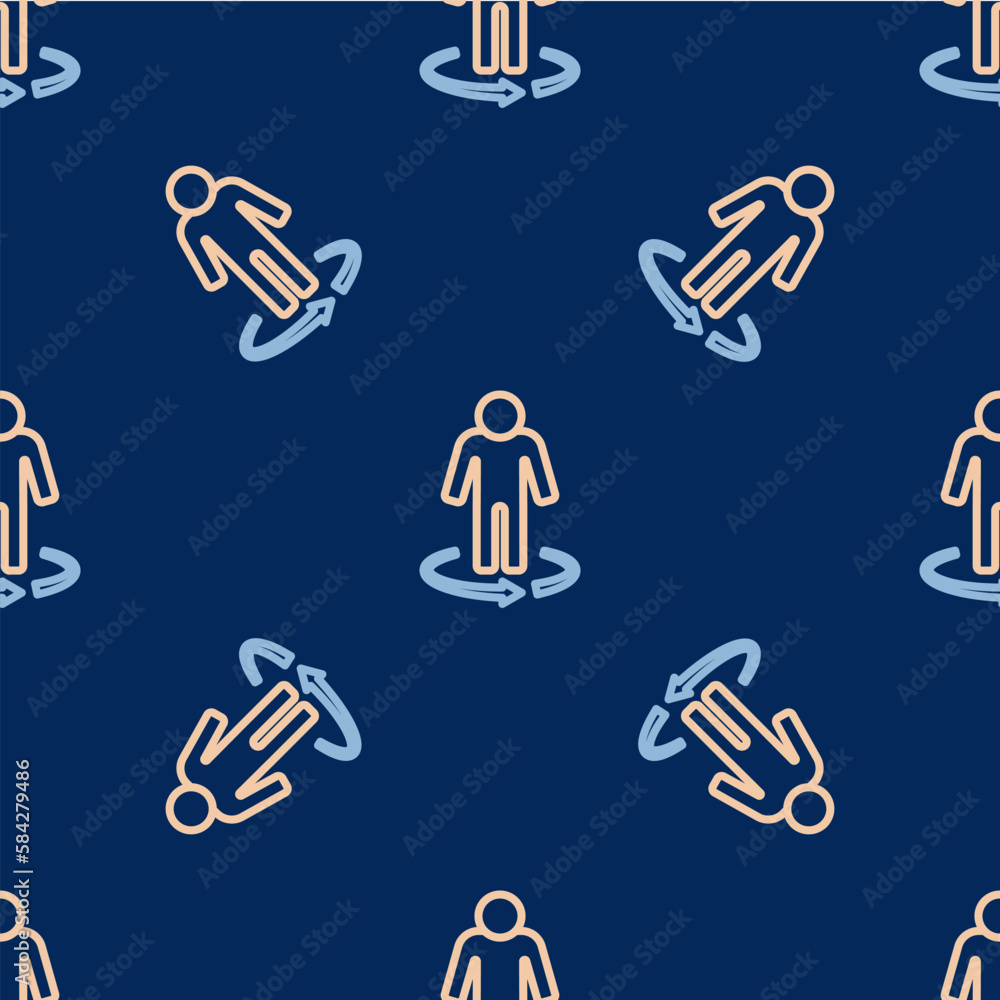 Poster line 3d modeling icon isolated seamless pattern on blue background. augmented reality or virtual rea