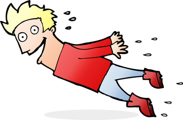 cartoon drenched man flying