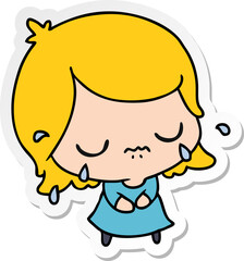 sticker cartoon of cute kawaii girl