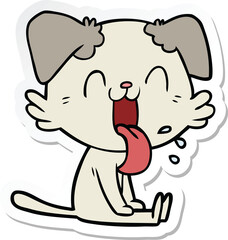sticker of a cartoon panting dog