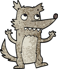 grunge textured illustration cartoon wolf