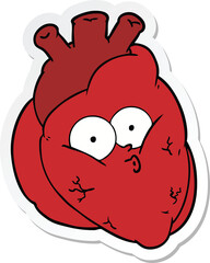 sticker of a cartoon curious heart