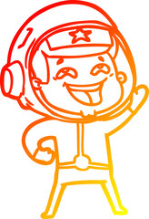 warm gradient line drawing cartoon laughing astronaut