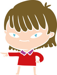 flat color style cartoon pointing woman