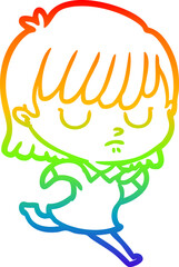 rainbow gradient line drawing cartoon woman