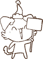 Christmas Dog Charcoal Drawing