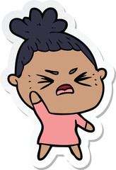sticker of a cartoon angry woman