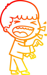 warm gradient line drawing cartoon laughing man