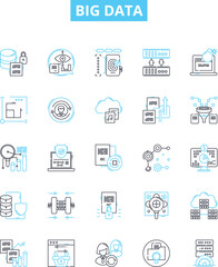 Big data vector line icons set. Hadoop, Analytics, Mining, Machine, Learning, Storage, Infrastructure illustration outline concept symbols and signs