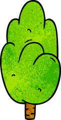 textured cartoon doodle single green tree