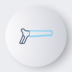 Fototapeta premium Line Hand saw icon isolated on white background. Colorful outline concept. Vector