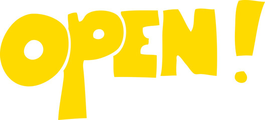 flat color illustration cartoon open sign
