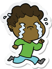 sticker of a cartoon man crying