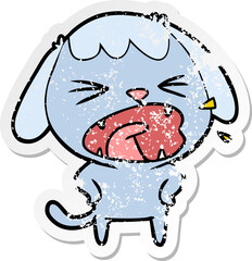 distressed sticker of a cute cartoon dog barking