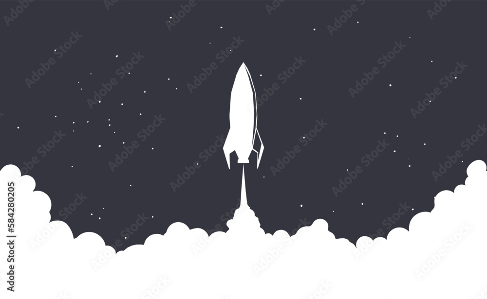 Poster spaceship launch to deep space