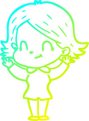 cold gradient line drawing cartoon friendly girl