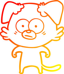 warm gradient line drawing nervous dog cartoon