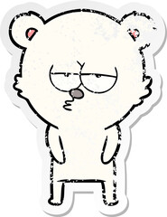 distressed sticker of a bored polar bear cartoon