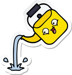 sticker of a cute cartoon pouring kettle