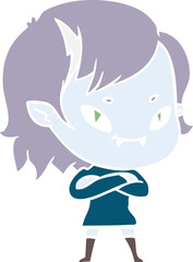 flat color style cartoon friendly vampire girl