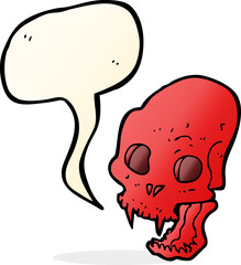 cartoon spooky vampire skull with speech bubble