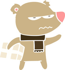 angry bear flat color style cartoon gift