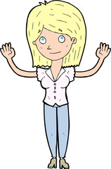cartoon woman holding up hands