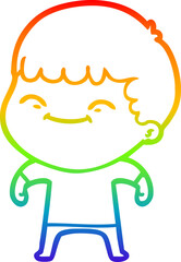 rainbow gradient line drawing cartoon happy boy