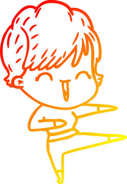 recommend clip art: warm gradient line drawing cartoon laughing woman