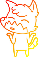 warm gradient line drawing cartoon fox