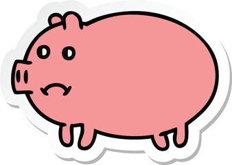 sticker of a cute cartoon pig