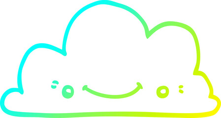 cold gradient line drawing cute cartoon cloud