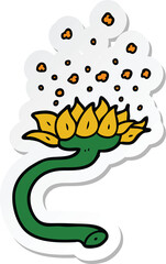 sticker of a cartoon flower releasing pollen