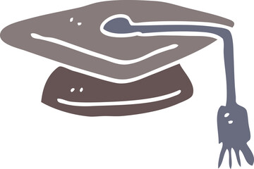 flat color illustration cartoon graduation hat