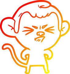 Obraz premium warm gradient line drawing cartoon annoyed monkey