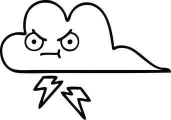 line drawing cartoon storm cloud