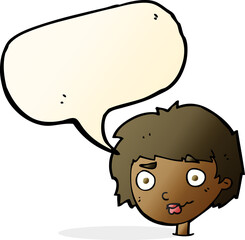 cartoon confused woman with speech bubble