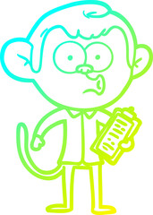 cold gradient line drawing cartoon salesman monkey