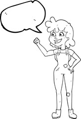 speech bubble cartoon determined woman clenching fist
