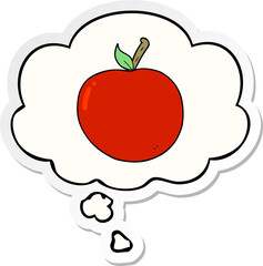 cartoon apple and thought bubble as a printed sticker
