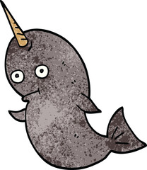 cartoon doodle narwhal © lineartestpilot