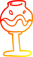 warm gradient line drawing cartoon glass of wine