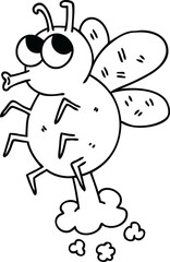 quirky line drawing cartoon fly