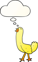 cartoon bird and thought bubble in smooth gradient style