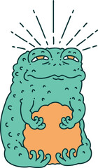 traditional tattoo style toad character