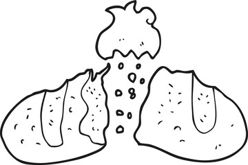 black and white cartoon loaf of bread