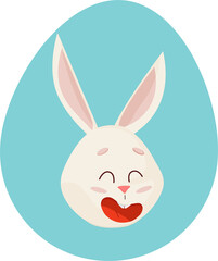 Bunny's emotion. Smile Head into Egg. PNG