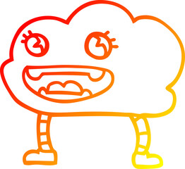 warm gradient line drawing cartoon weather cloud