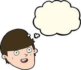 cartoon man with big chin with thought bubble